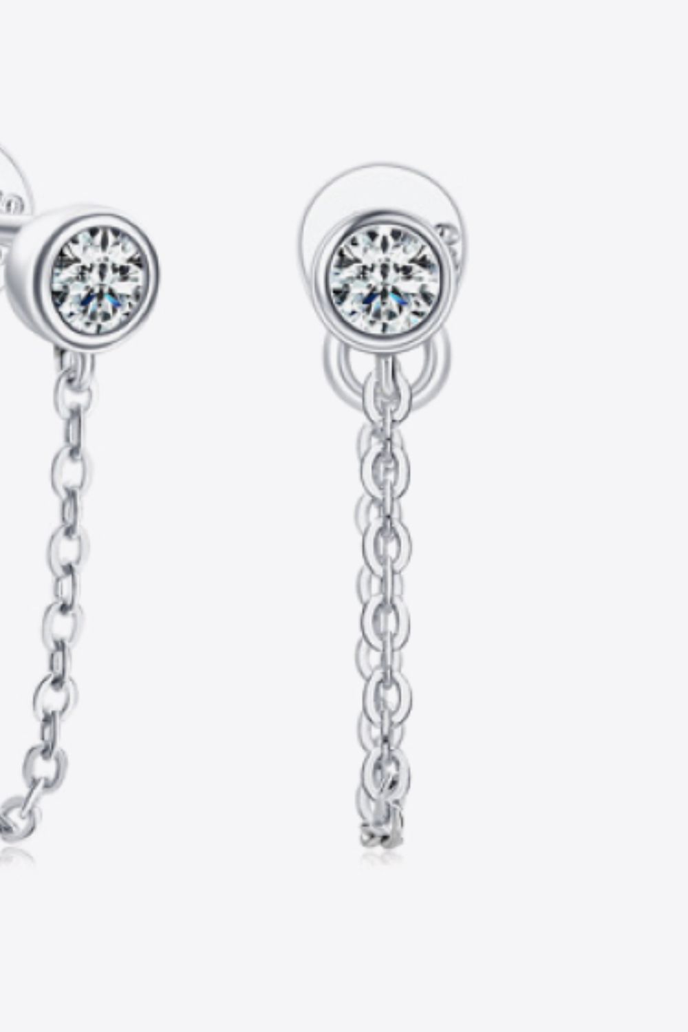 Inlaid Moissanite Chain Earrings | 18K Gold & Platinum-Plated | MerchLuxx - MerchLuxx