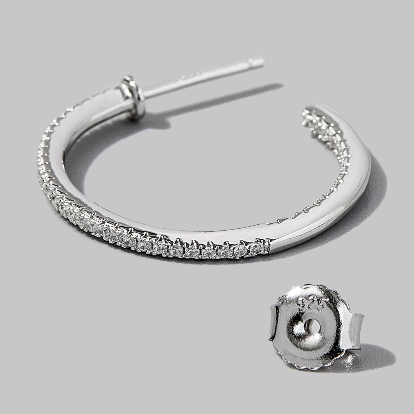 Zircon 925 Sterling Silver C-Hoop Earrings – Elegant & Timeless | MerchLuxx - MerchLuxx