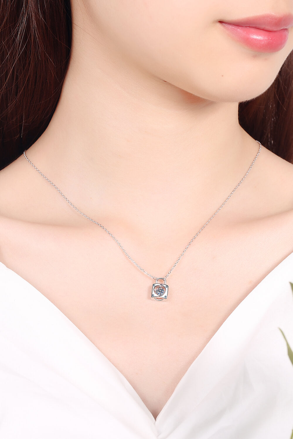 Adored Moissanite Lock Pendant Necklace – Modern & Minimalist | MerchLuxx - MerchLuxx