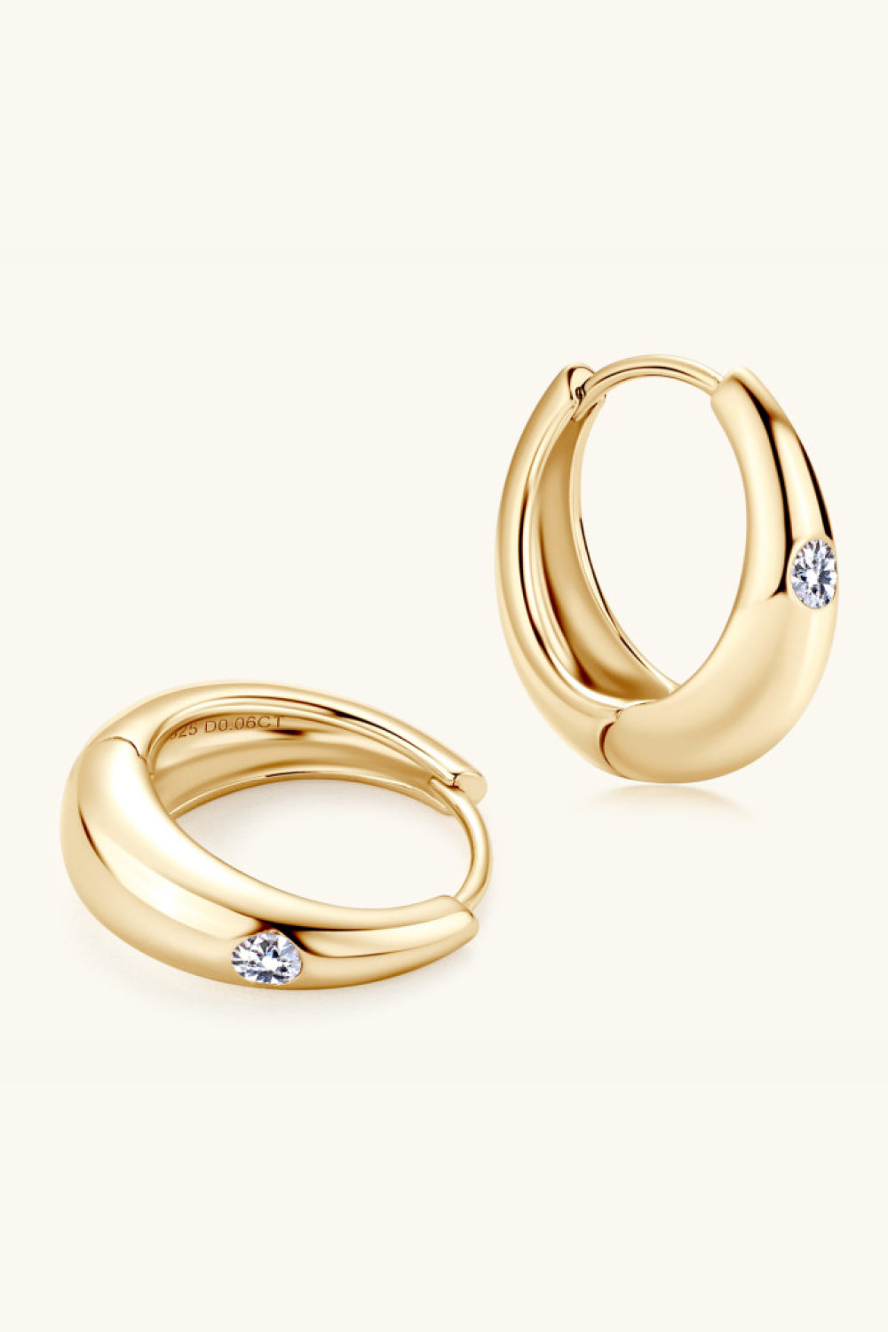 Moissanite Single Channel Set Sterling Silver Hoop Earrings | MerchLuxx - MerchLuxx