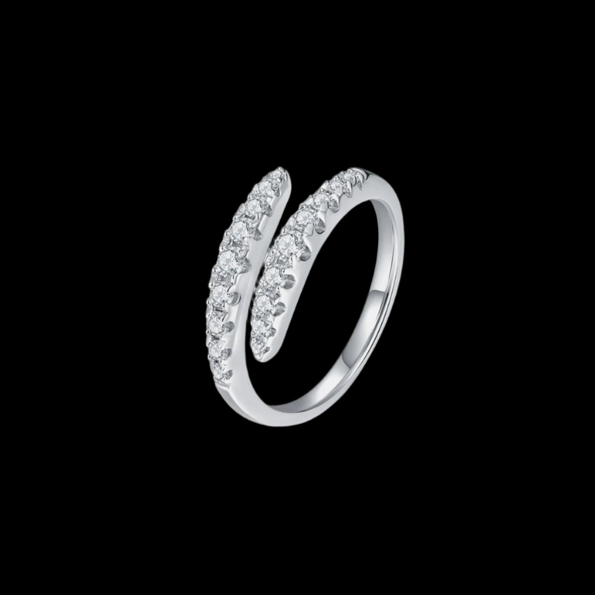 925 Sterling Silver Moissanite Bypass Ring – Subtle Elegance | MerchLuxx - MerchLuxx