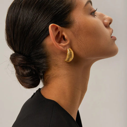 Aurelia 18K gold-plated stainless steel statement earrings for women by MerchLuxx