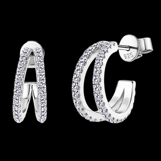 Moissanite C-Hoop Earrings – Elegant 18K Gold & Sterling Silver | MerchLuxx - MerchLuxx