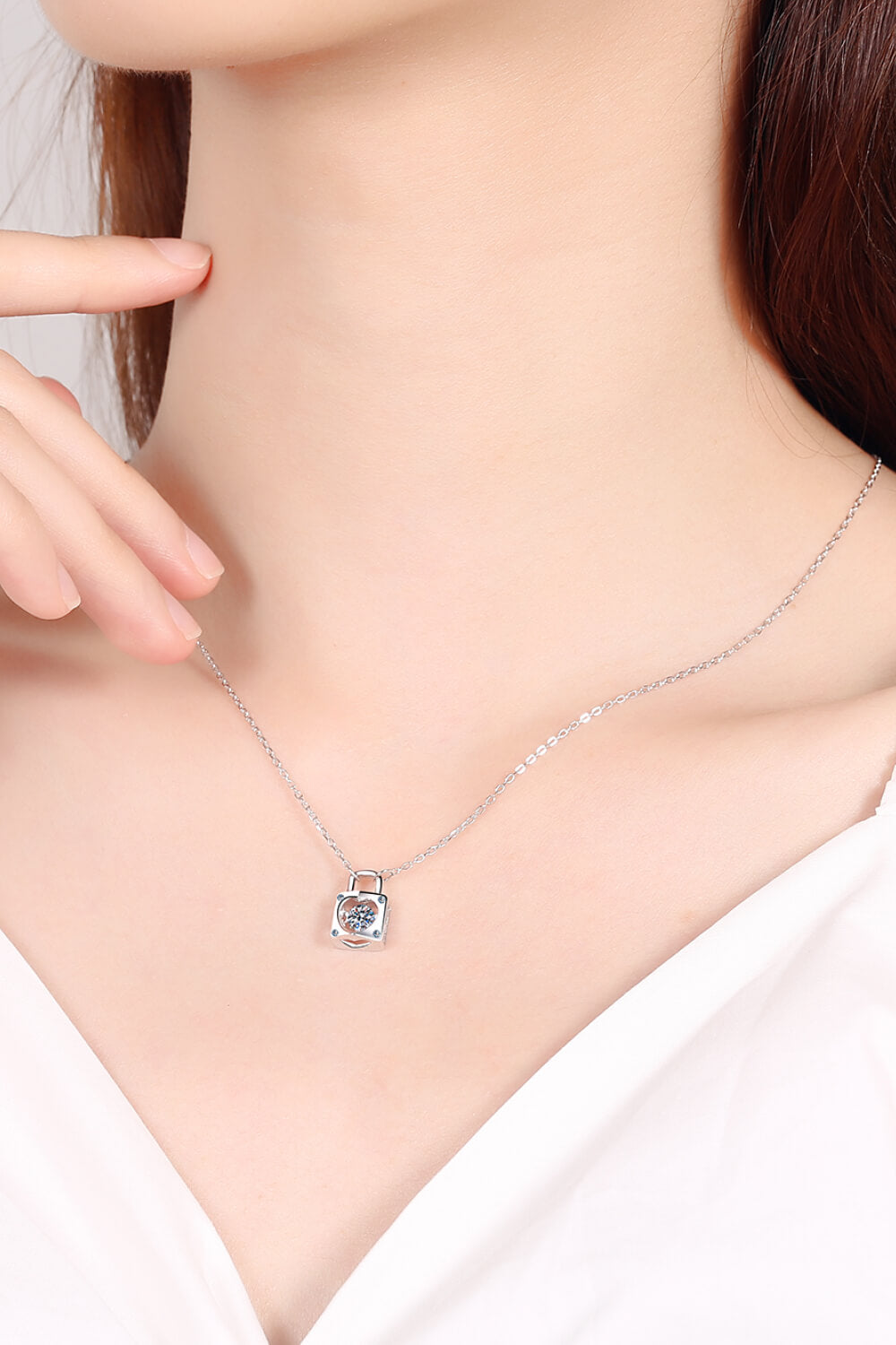 Adored Moissanite Lock Pendant Necklace – Modern & Minimalist | MerchLuxx - MerchLuxx