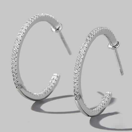 Zircon 925 Sterling Silver C-Hoop Earrings – Elegant & Timeless | MerchLuxx - MerchLuxx