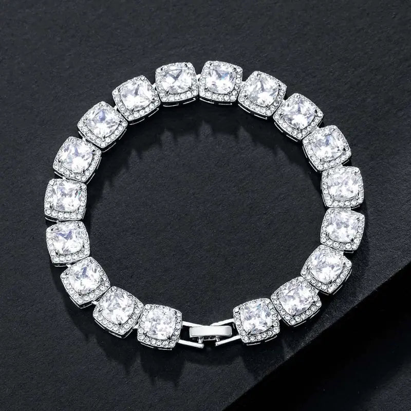Valmeri pavé radiance link bracelet white gold tone luxury bracelet by MerchLuxx