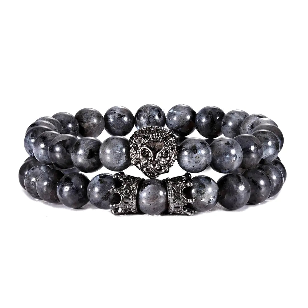 Lion Head & Crown Bracelet Set – Bold Power & Elegance | MerchLuxx - MerchLuxx