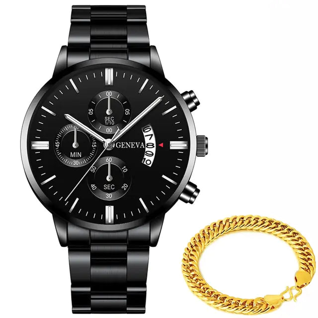 Geneva Men’s Luxury Stainless Steel Watch – Timeless Sophistication | MerchLuxx - MerchLuxx