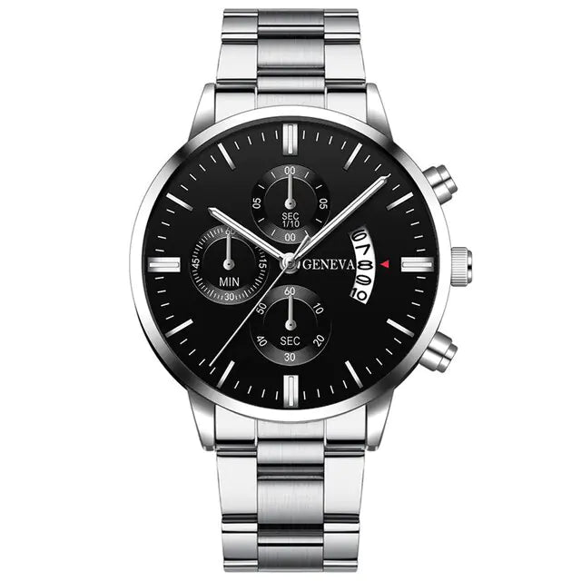 Geneva Men’s Luxury Stainless Steel Watch – Timeless Sophistication | MerchLuxx - MerchLuxx