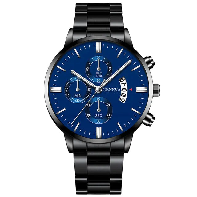 Geneva Men’s Luxury Stainless Steel Watch – Timeless Sophistication | MerchLuxx - MerchLuxx