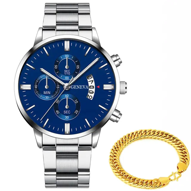 Geneva Men’s Luxury Stainless Steel Watch – Timeless Sophistication | MerchLuxx - MerchLuxx