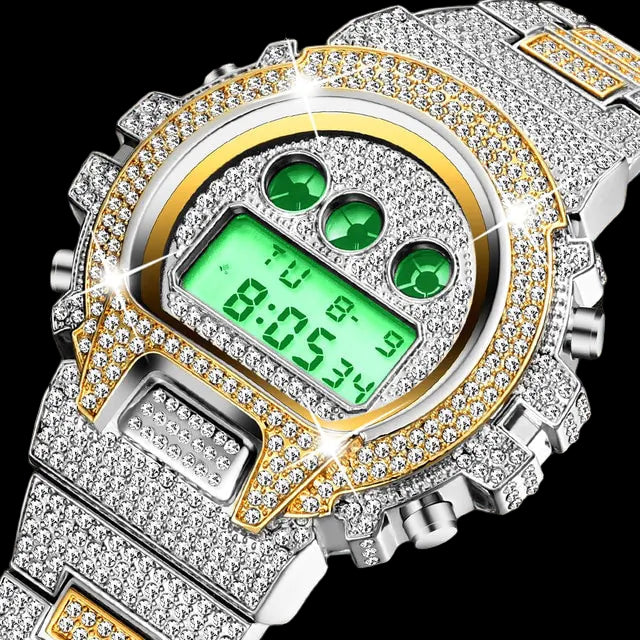 Digital Diamond Hip Hop Watch – Iced-Out Luxury & Urban Style | MerchLuxx - MerchLuxx