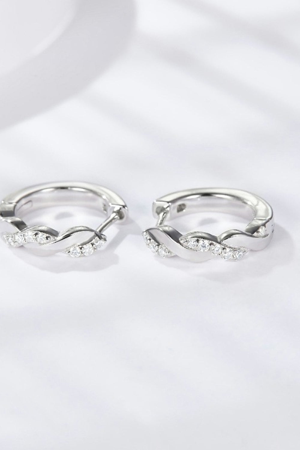Moissanite Twisted Channel Set Platinum-Plated Earrings | MerchLuxx - MerchLuxx