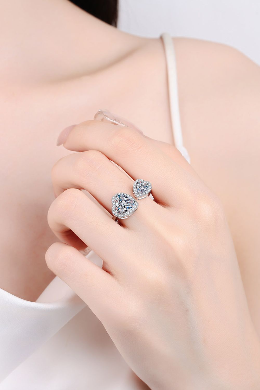 Woman wearing the Lunara™ Double Heart Ring