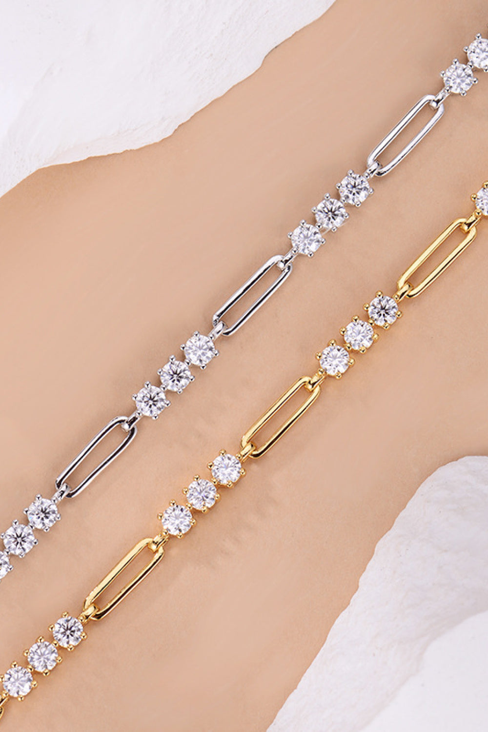 1.8 carat minimalist moissanite bracelet in sterling silver 