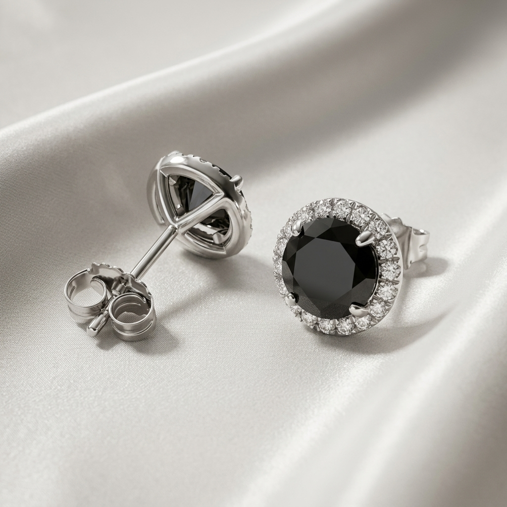 noire-black-halo-stud-earrings sterling silver