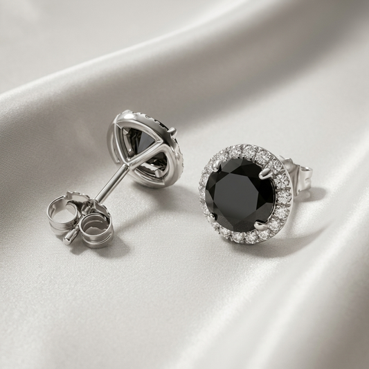 noire-black-halo-stud-earrings sterling silver
