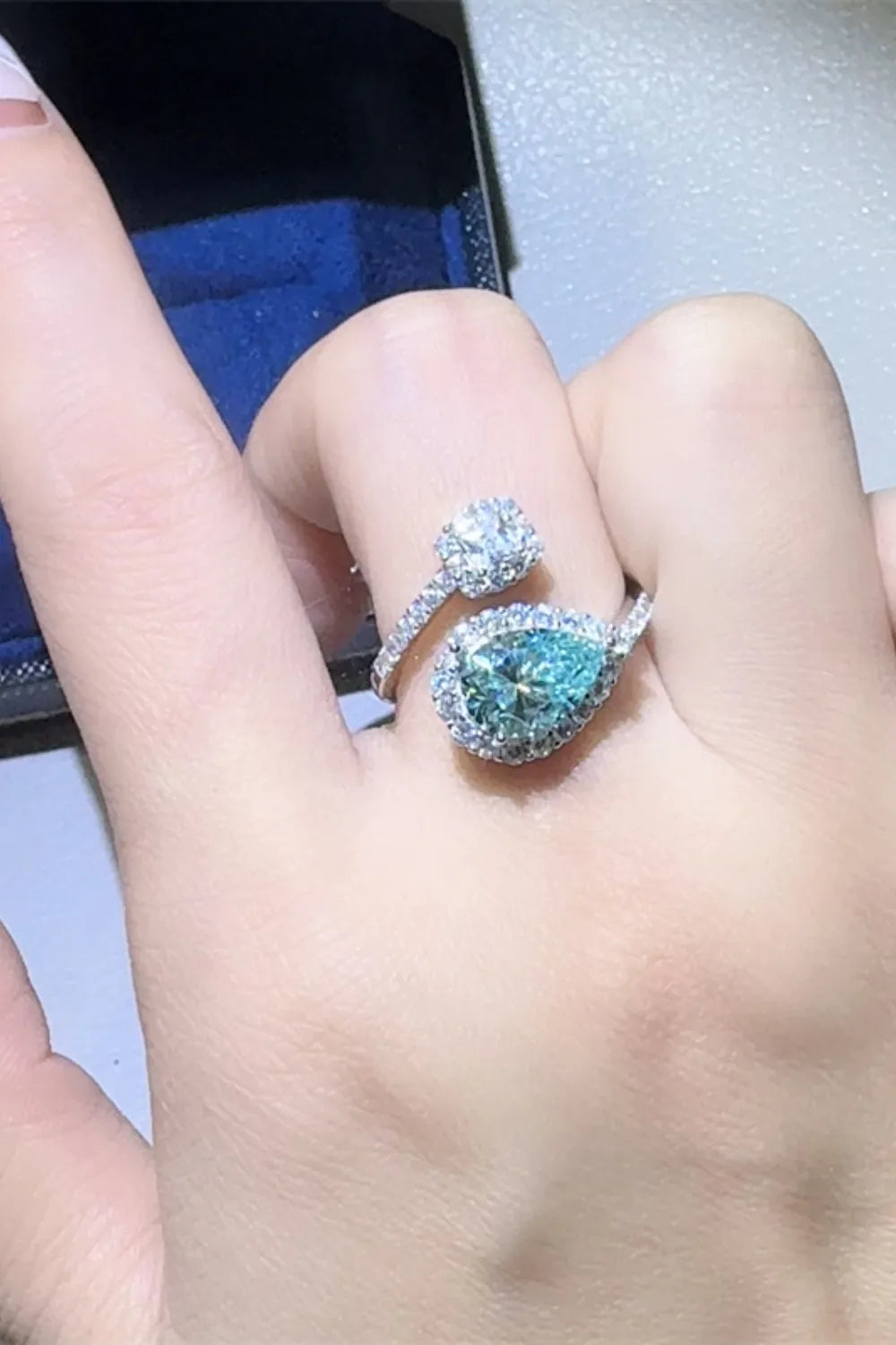 Seraphine 2-carat moissanite bypass ring in sterling silver by MerchLuxx