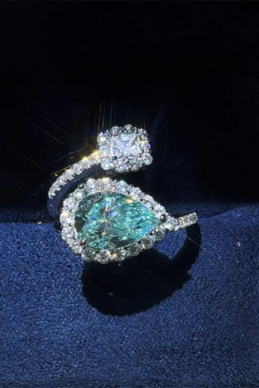 Seraphine 2-carat moissanite bypass ring in sterling silver by MerchLuxx