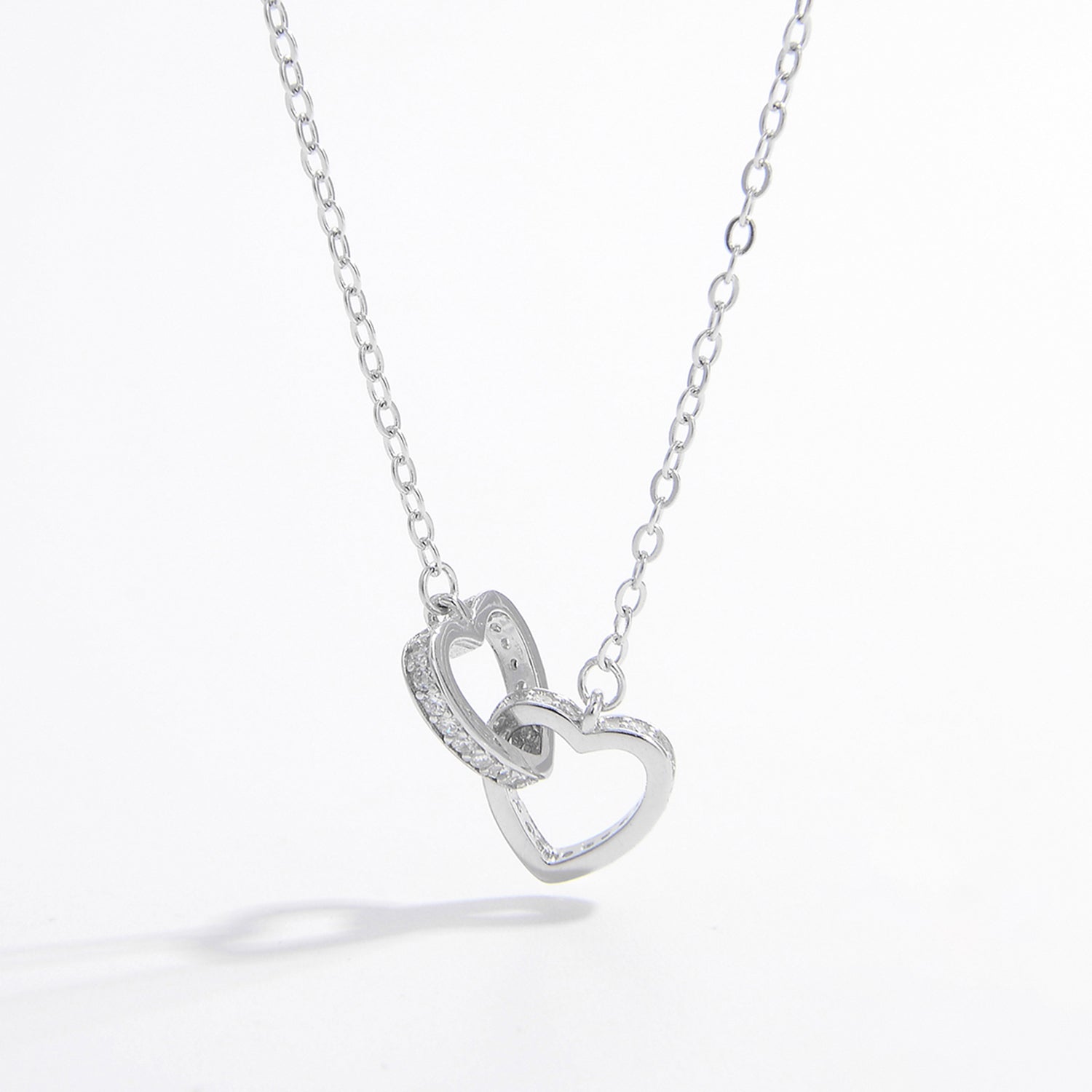 925 Sterling Silver Inlaid Zircon Connected Hearts Necklace | MerchLuxx - MerchLuxx