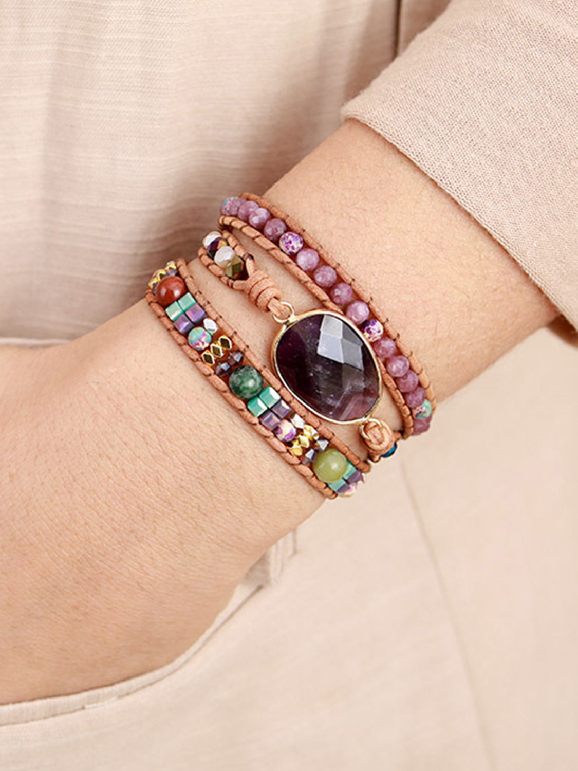 Triple-Layer Amethyst Bracelet – Exotic & Vibrant | MerchLuxx - MerchLuxx
