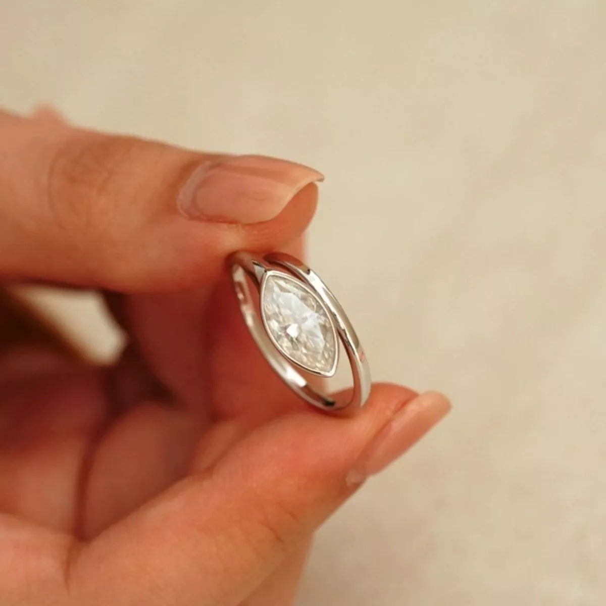 Lunara™ Marquise Bypass Ring with 2-carat moissanite in 925 sterling silver