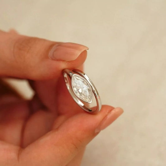 Lunara™ Marquise Bypass Ring with 2-carat moissanite in 925 sterling silver