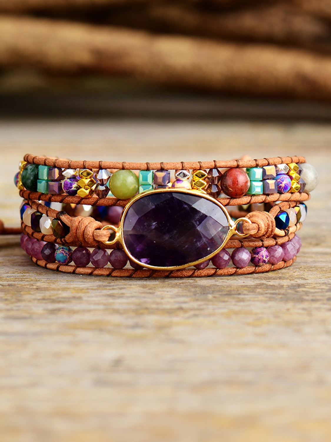 Triple-Layer Amethyst Bracelet – Exotic & Vibrant | MerchLuxx - MerchLuxx