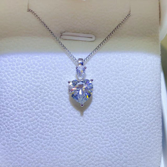 2 Carat Moissanite Heart Pendant Necklace – Sterling Silver | MerchLuxx - MerchLuxx