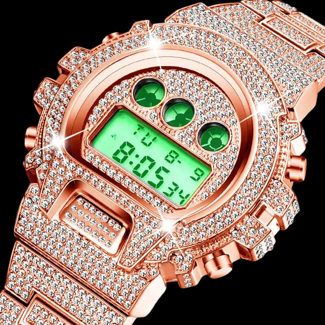 Digital Diamond Hip Hop Watch – Iced-Out Luxury & Urban Style | MerchLuxx - MerchLuxx