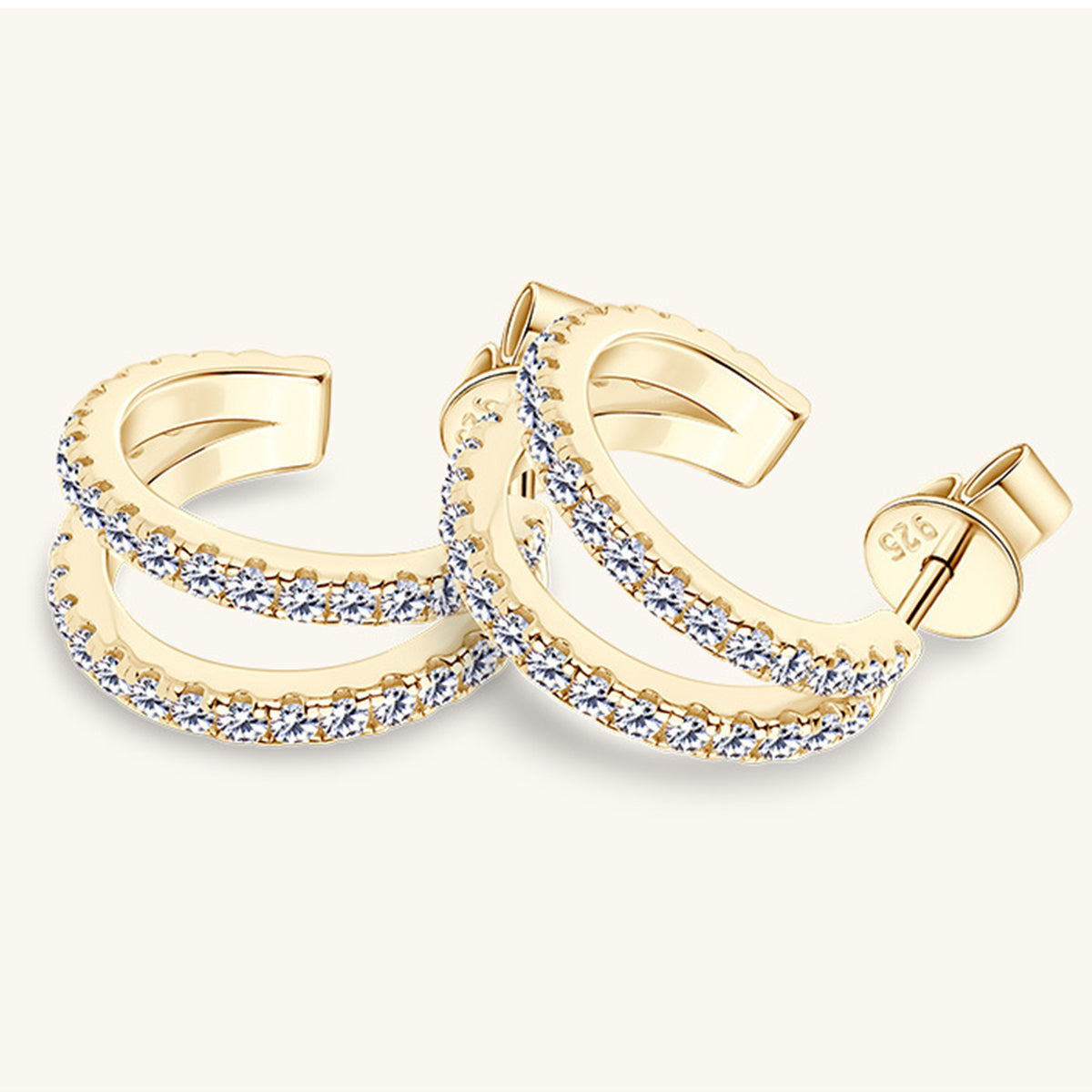 Moissanite C-Hoop Earrings – Elegant 18K Gold & Sterling Silver | MerchLuxx - MerchLuxx