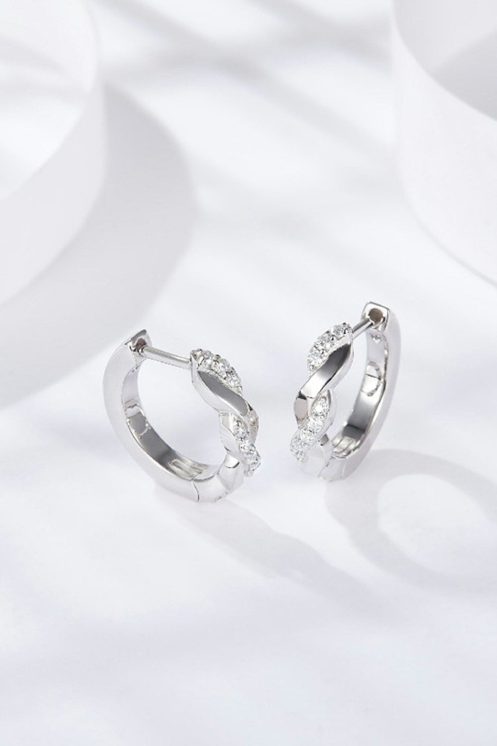 Moissanite Twisted Channel Set Platinum-Plated Earrings | MerchLuxx - MerchLuxx
