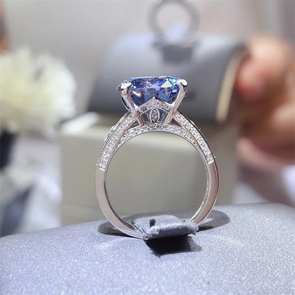 Imperielle 5-carat moissanite platinum-plated sterling silver ring by MerchLuxx