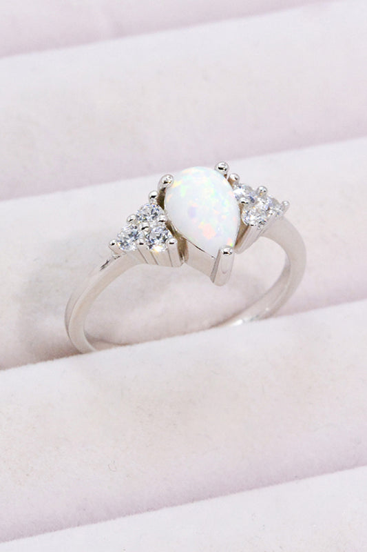 Limitless Love Opal & Zircon Ring – Platinum-Plated Sterling Silver | MerchLuxx - MerchLuxx