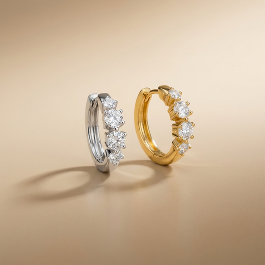 0.52 carat moissanite huggie earrings in 925 sterling silver with gold and silver plating options by MerchLuxx
