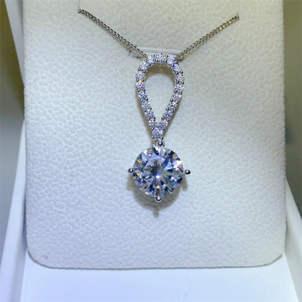 Aurelya 5-carat moissanite teardrop pendant necklace in sterling silver by MerchLuxx