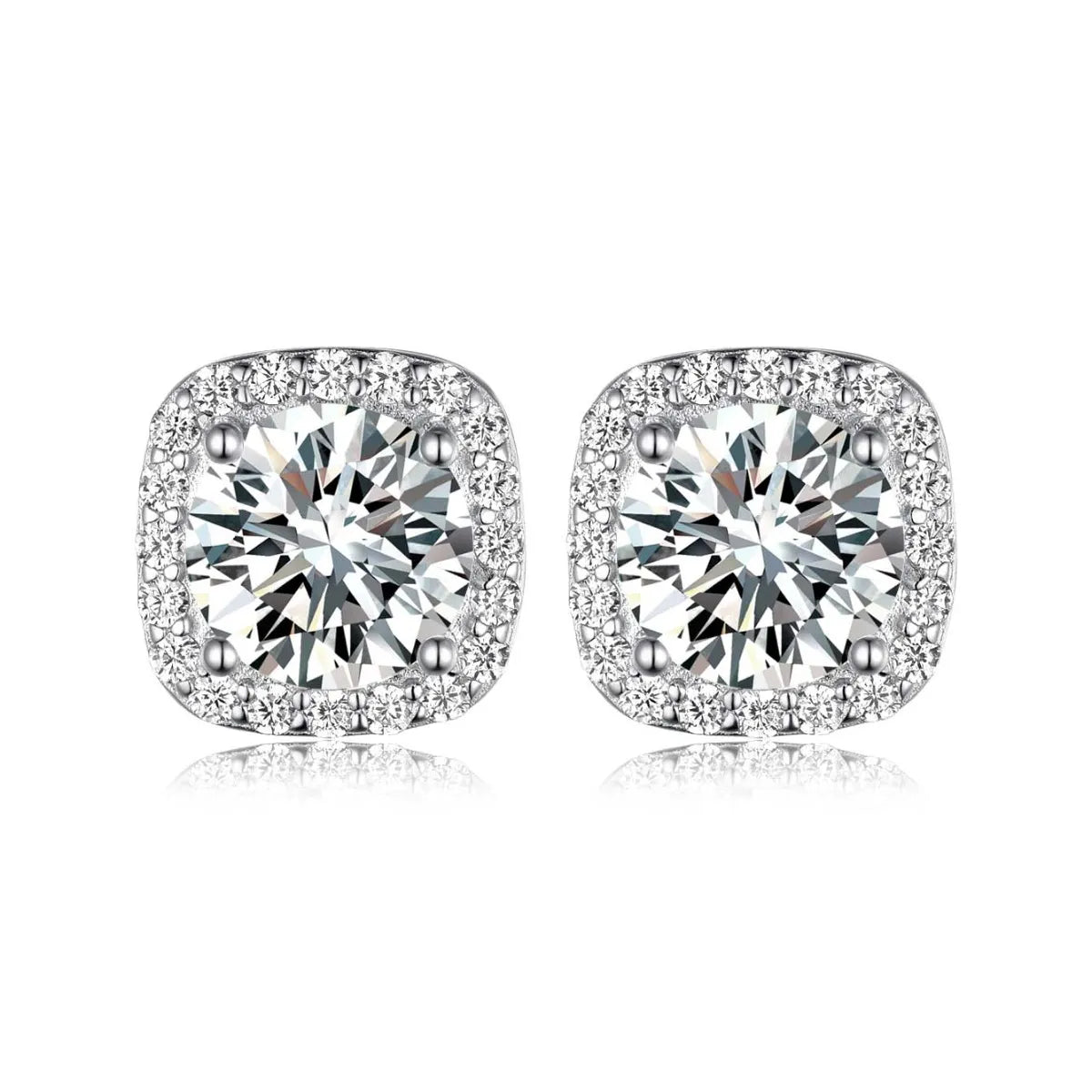 2.4 Carat Moissanite Stud Earrings | Platinum & Sterling Silver | MerchLuxx - MerchLuxx