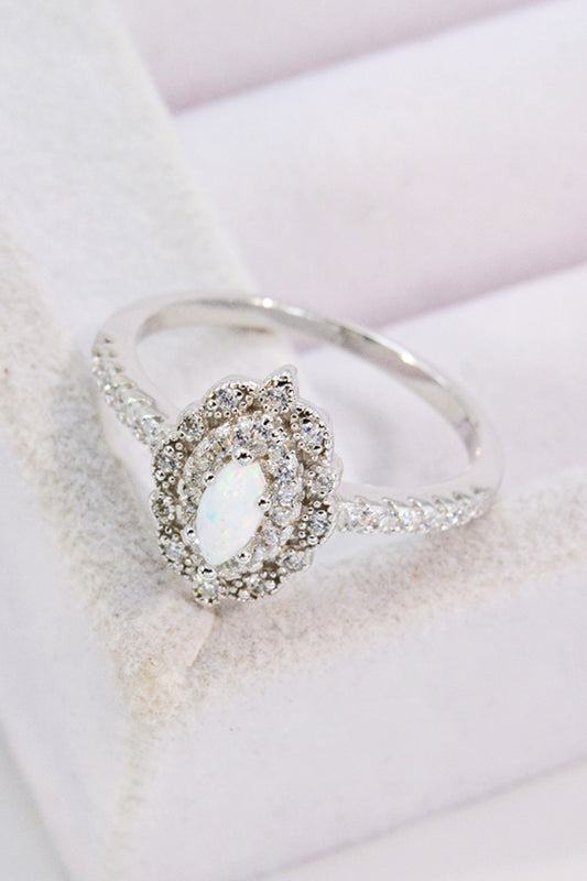 Modern Love Story Opal & Zircon Ring – Platinum Sterling Silver | MerchLuxx - MerchLuxx