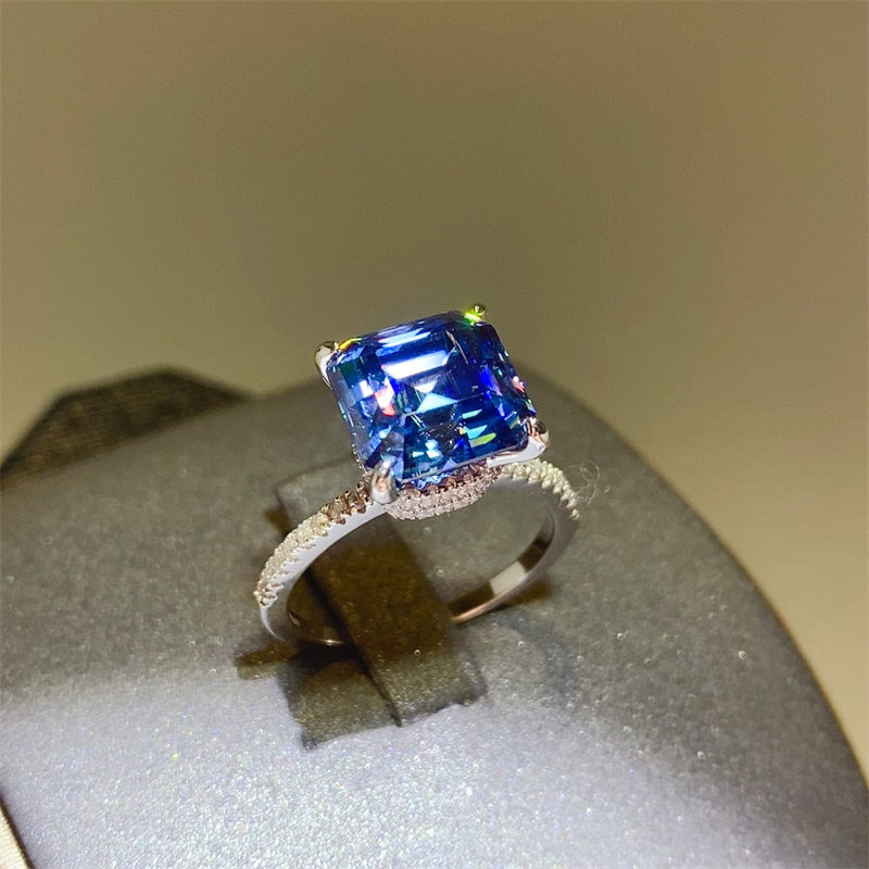 5 Carat Blue Moissanite & Zircon Sterling Silver Ring – Luxury Shine | MerchLuxx - MerchLuxx