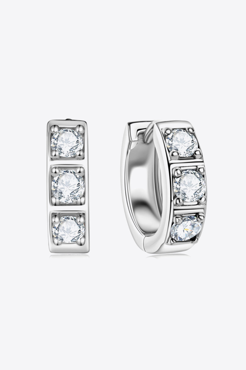 Inlaid Moissanite Huggie Earrings – Platinum-Plated Minimalist Design | MerchLuxx - MerchLuxx