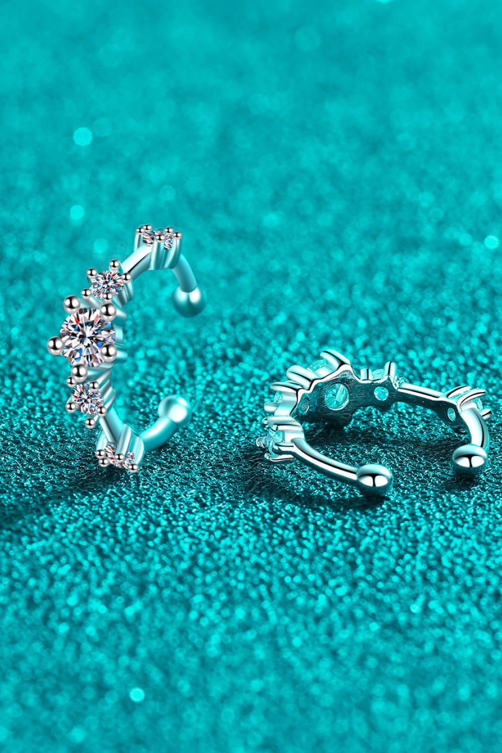 Moissanite Rhodium-Plated Cuff Earrings | 925 Sterling Silver | MerchLuxx - MerchLuxx