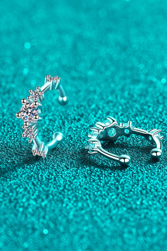 Moissanite Rhodium-Plated Cuff Earrings | 925 Sterling Silver | MerchLuxx - MerchLuxx