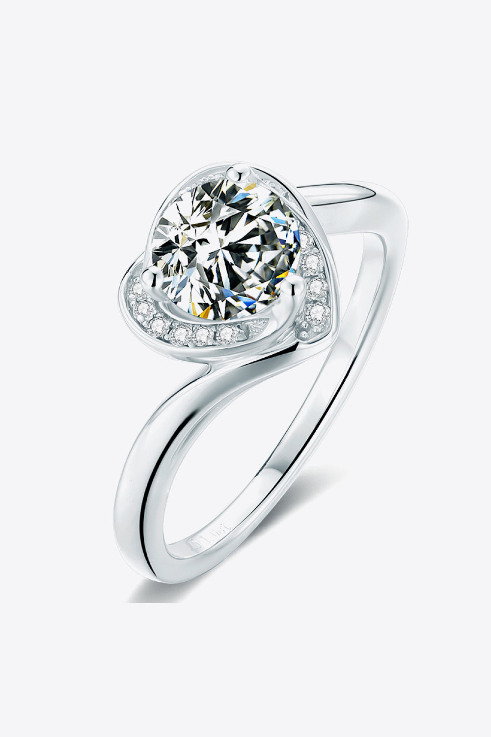 1 Carat Moissanite Heart Ring – Platinum-Plated Sterling Silver | MerchLuxx - MerchLuxx