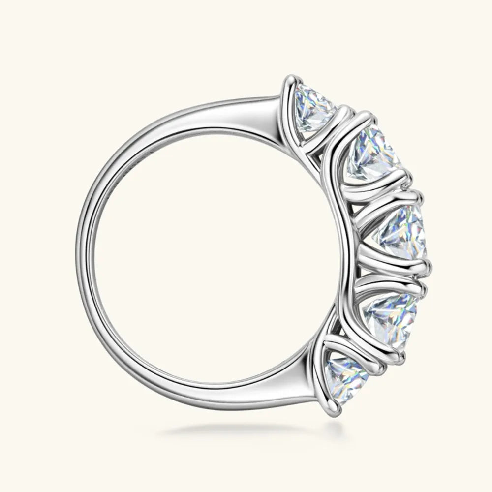 Side profile of the Aurivelle™ Five Stone Ring showing the shared-prong setting