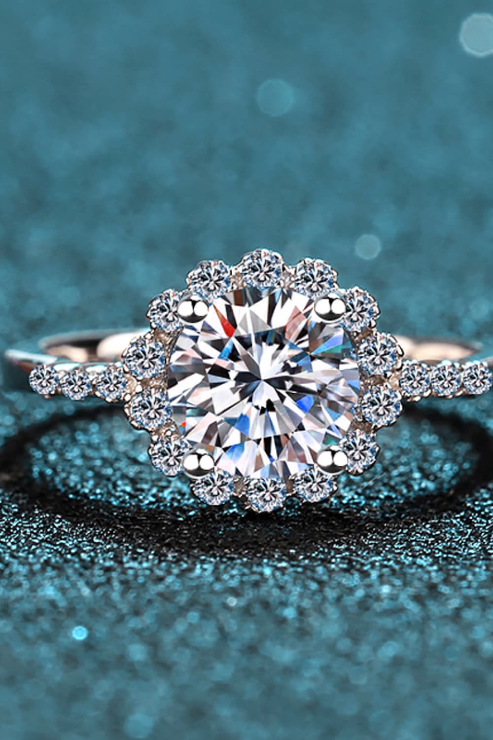 Top view of the Aurivelle™ Classic Halo Ring with a round moissanite halo design