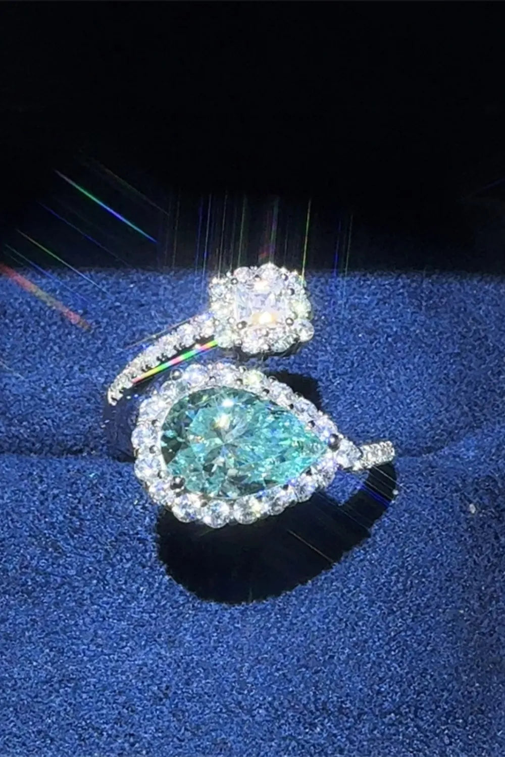 Seraphine 2-carat moissanite bypass ring in sterling silver by MerchLuxx