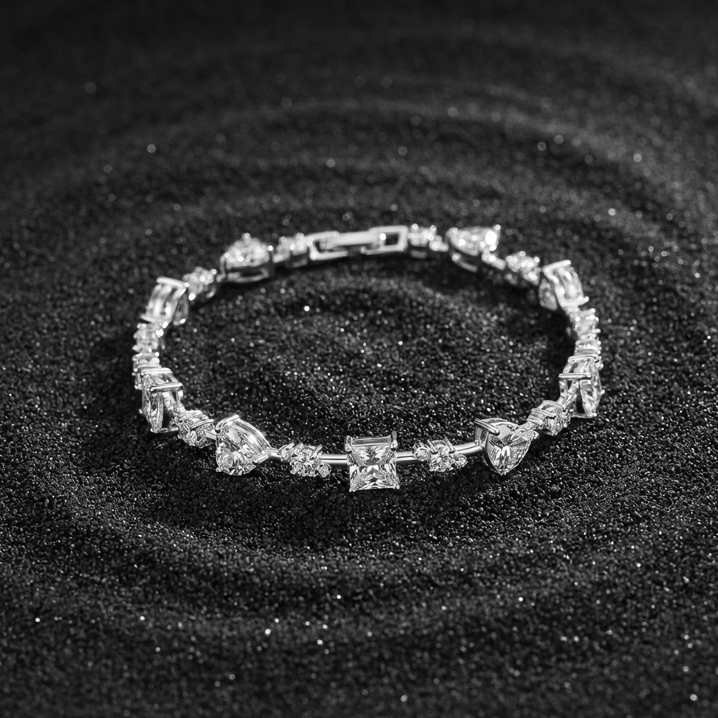 6.2 carat moissanite statement bracelet in platinum-plated sterling silver by MerchLuxx