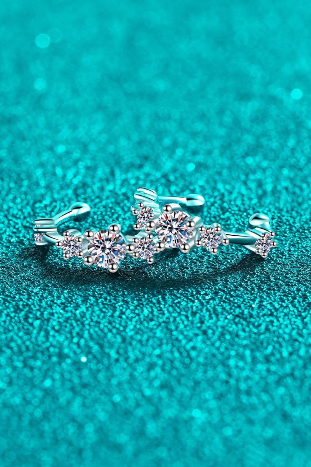 Moissanite Rhodium-Plated Cuff Earrings | 925 Sterling Silver | MerchLuxx - MerchLuxx