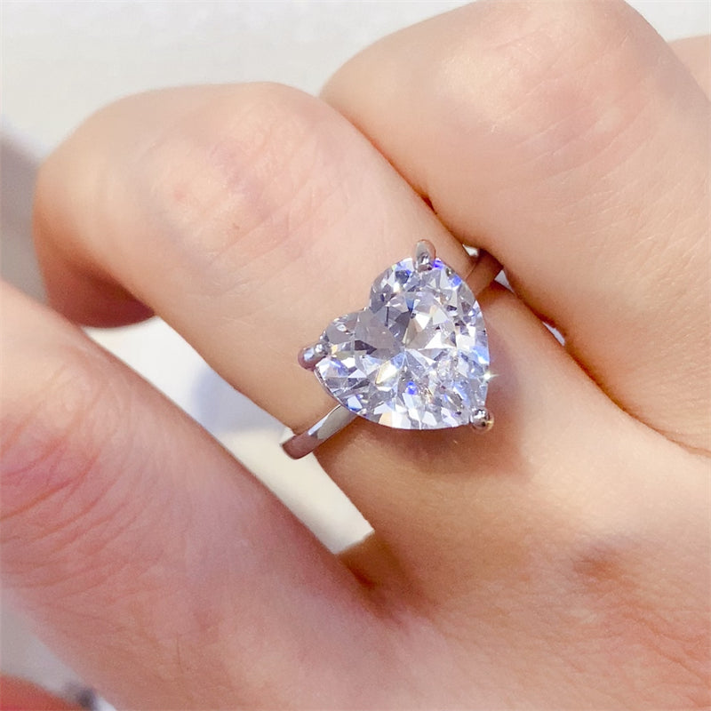 5 Carat Moissanite Heart Shape Ring – Sterling Silver | MerchLuxx - MerchLuxx