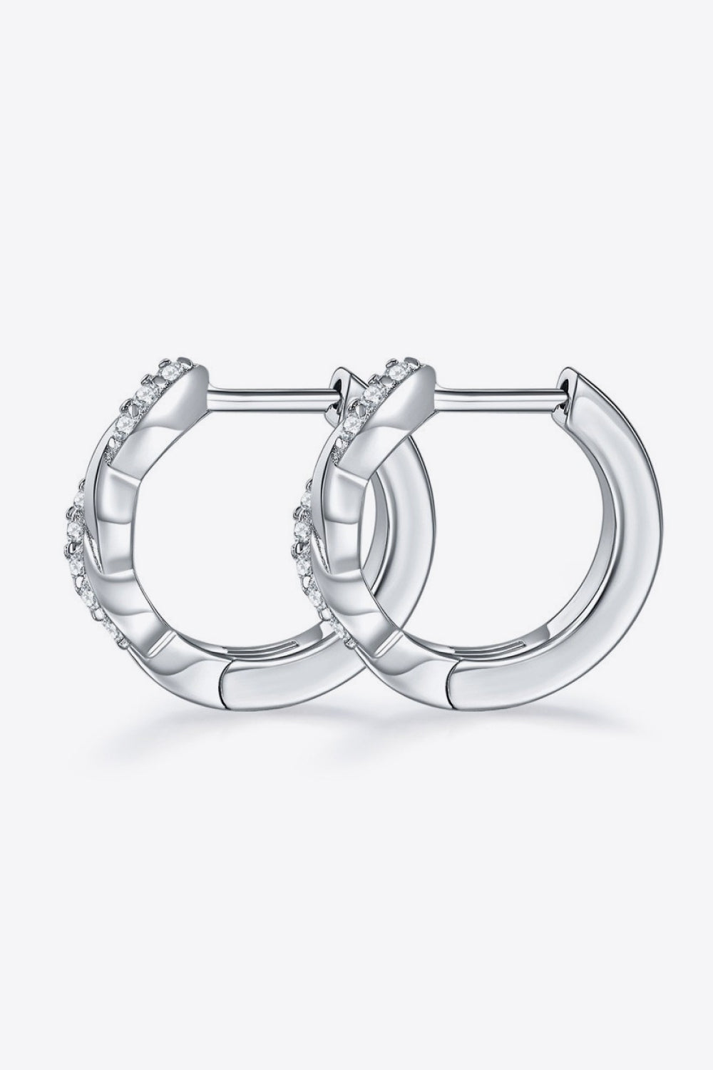 Moissanite Twisted Channel Set Platinum-Plated Earrings | MerchLuxx - MerchLuxx
